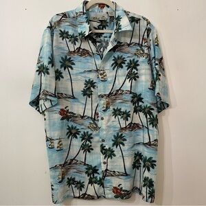 Batak Bay Tropical Palm Tree Shirt – 100% Rayon, Made in Indonesia, Size L
